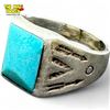 Image 2 : Vintage Signed Bell Sterling Silver Navajo Ring Turquoise Stone