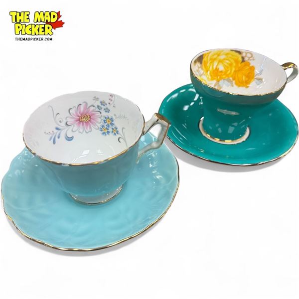 2x Vintage Hand Painted Aynsley Tea Cups