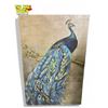 Image 1 : Large Vintage Original Oil Painting Of A Peacock Canvas