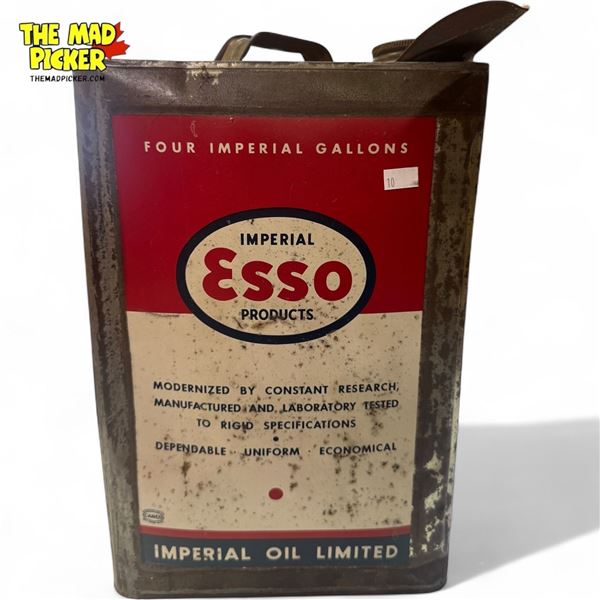 Vintage Esso Imperial Oil Can With Spout 4 Gallons