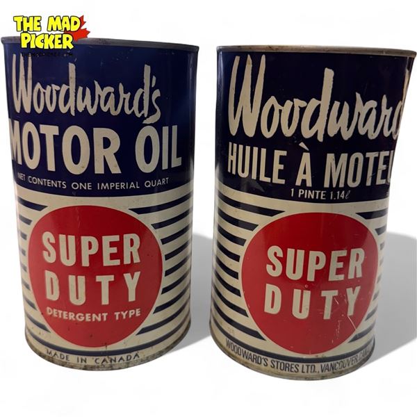 2x Vintage Woodward's Super Duty Oil Cans