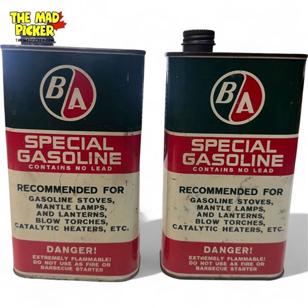 2x Vintage BA Special Gasoline Cans