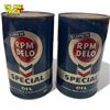 Image 4 : 2x Vintage Super RPM Delo Special Oil Cans