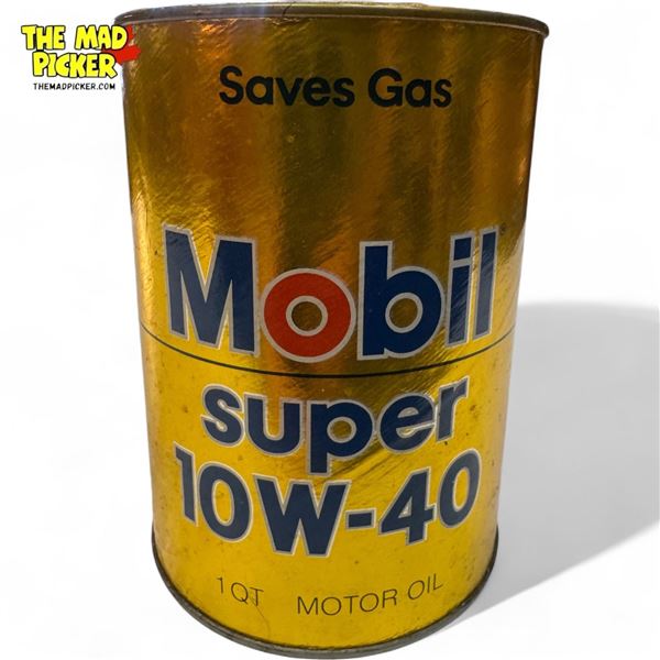Vintage Mobil Super 10W-40 Motor Oil Paper Can