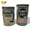 Image 4 : 5x Vintage Quaker State Oil Cans (1x Paper) : Super Blend Motor Oil, FLM A-T Fluid,