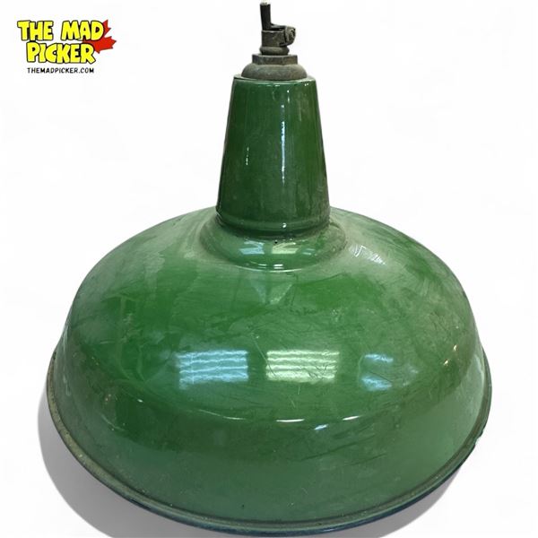 Vintage Enamelled Green Shade Light Fixture