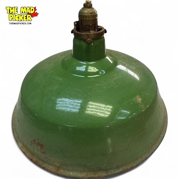Vintage Enamelled Green Shade Light Fixture