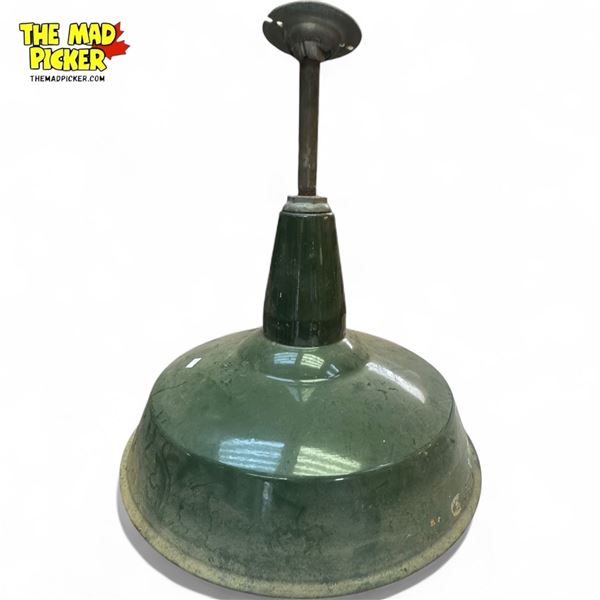 Vintage Enamelled Green Shade Light Fixture