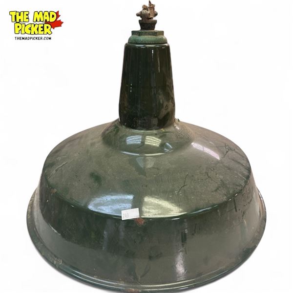 Vintage Enamelled Green Shade Light Fixture