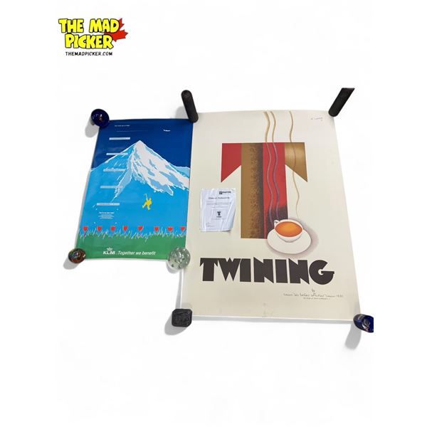 4x Vintage Posters: Twining Hand Pulled Lithograph With Coa, Aloha Airlines, & More