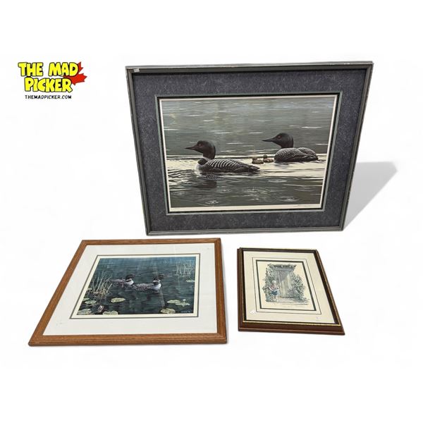 3x Vintage Signed Prints: Seerey-Lester Loons, D.R. Ponting, & Rankin