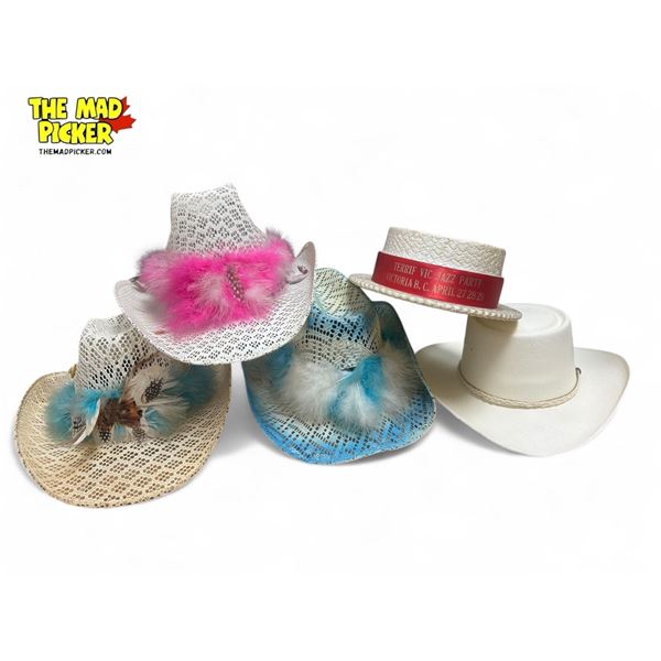 5x Vintage Hats : 4x Cowboy Style 1x Victoria Jazz Party