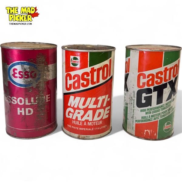 3 Full Oil Tins Castrol GTX, Castrol Multi Grade