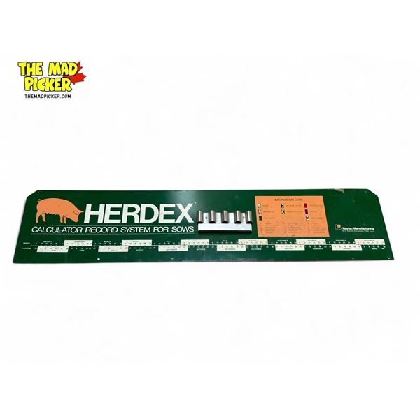 Vintage Herdex Calculator Record System For Sows Metal Sign