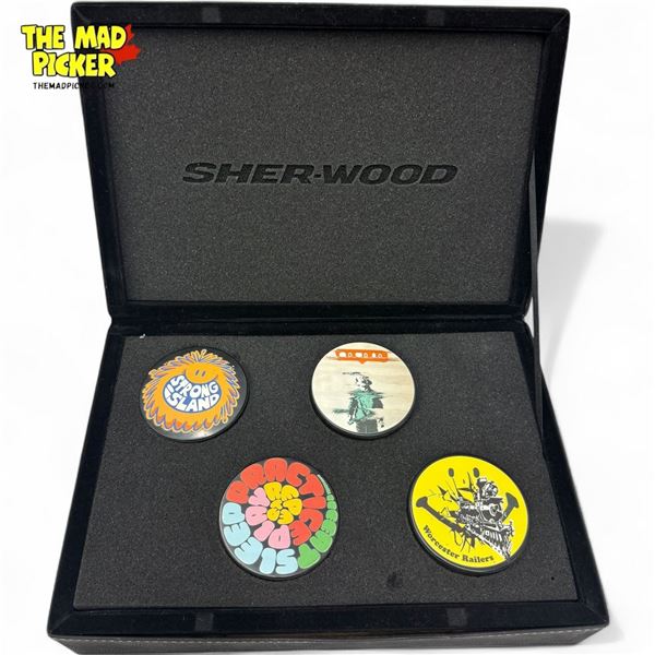 Sher-Wood Limited Edition Artist Designed Set of 4 Pucks In Box