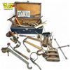 Image 1 : Blue Wooden 1950's Toolbox and Lots of Vintage Tools Included