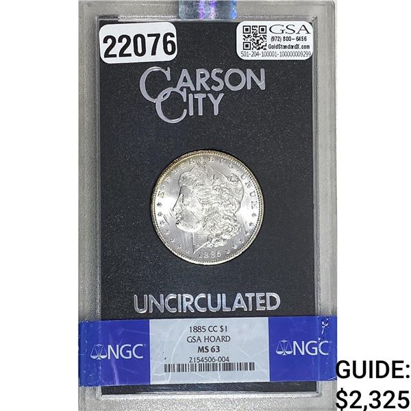 1885-CC Morgan Silver Dollar NGC MS63
