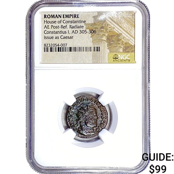 Roman Constantius I 305-306 AD Bronze Nummus NGC