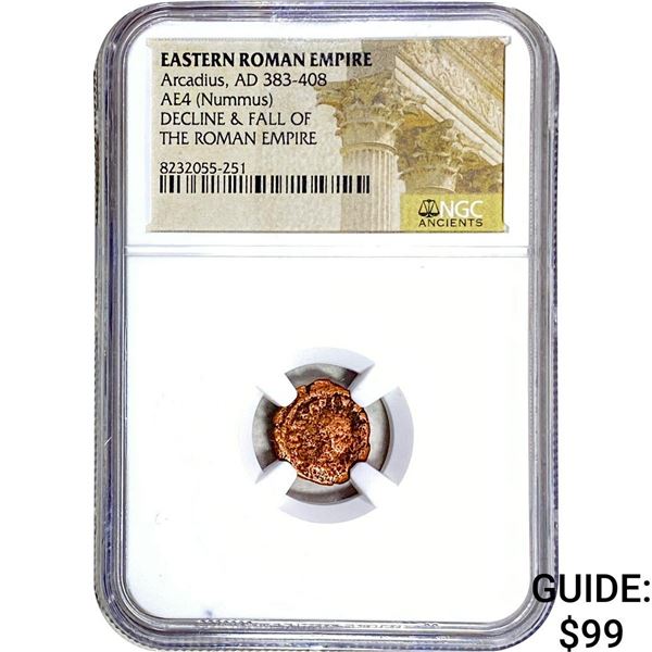 Roman Arcadius 383-408 AD AE4 Bronze Nummus NGC