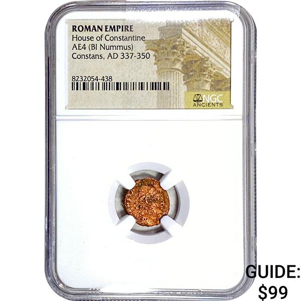 Roman Constans 337-350 AD AE4 Bronze Bi Nummus