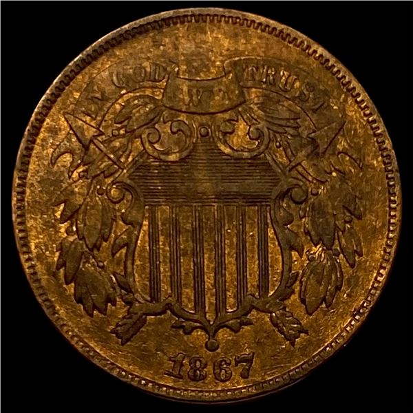 1867 Bronze Two-Cent Piece NEARLY UNCIRCULATED