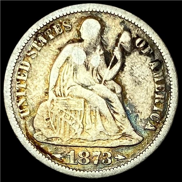 1873 Arrows Seated Liberty Dime NICELY CIRCULATED