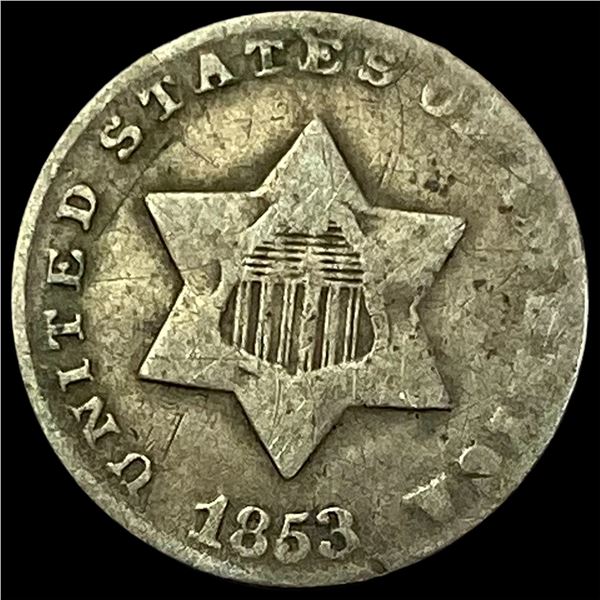 1853 Silver Three-Cent Piece NICELY CIRCULATED