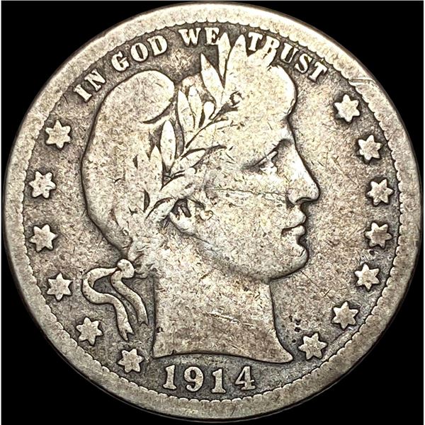 1914-O Silver Barber Quarter LIGHTLY CIRCULATED