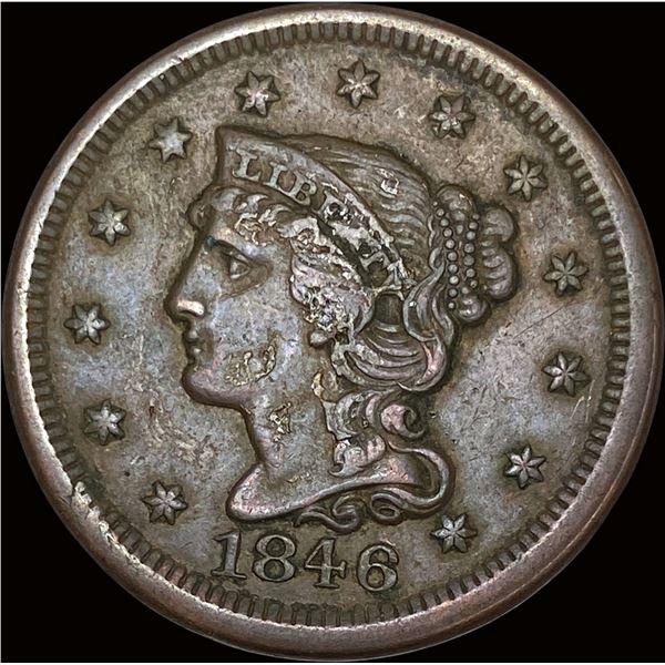 1846 Braided Hair Large Cent LIGHTLY CIRCULATED