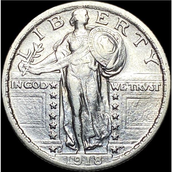 1918-S Silver Standing Liberty Quarter NEARLY UNCIRCULATED