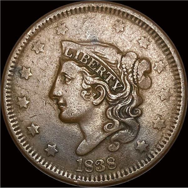 1838 Coronet Head Large Cent LIGHTLY CIRCULATED