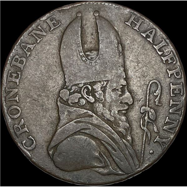 1792 Cronebane Halfpenny Token LIGHTLY CIRCULATED