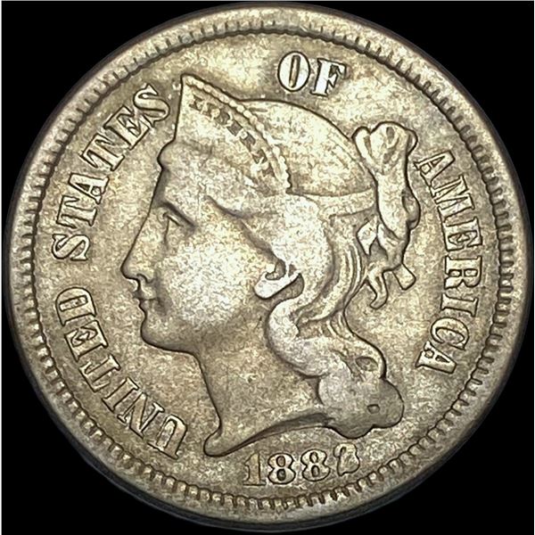 1887 Nickel Three-Cent Piece NEARLY UNCIRCULATED