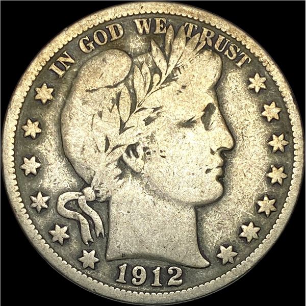 1912-S Silver Barber Half Dollar NICELY CIRCULATED
