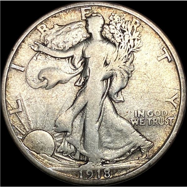 1918-S Silver Walking Liberty Half Dollar LIGHTLY CIRCULATED