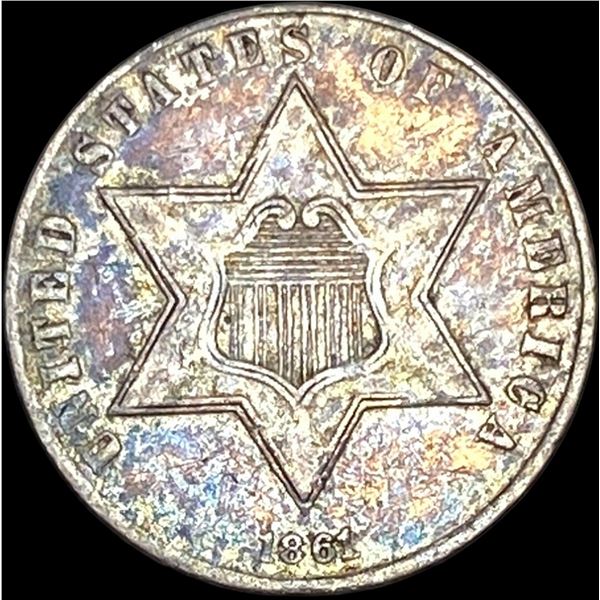 1861 Silver Three-Cent Piece CLOSELY UNCIRCULATED