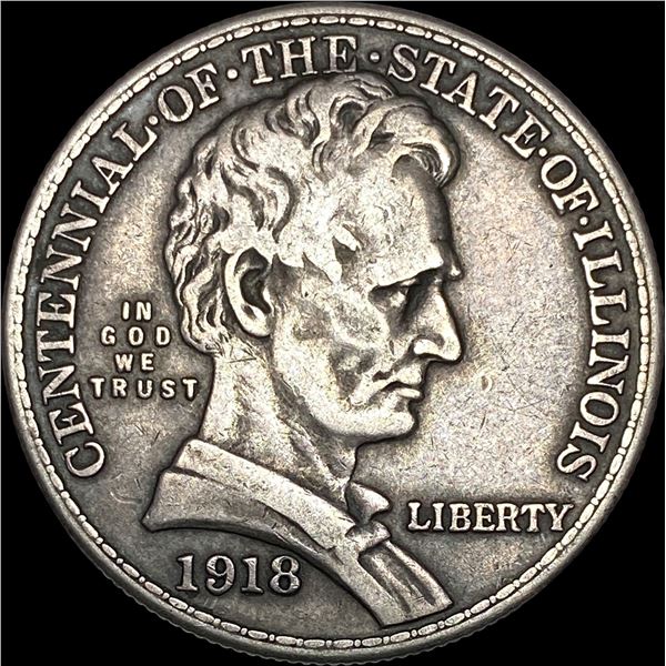 1918 Silver Half Dollar Illinois Centennial LIGHTLY CIRCULATED