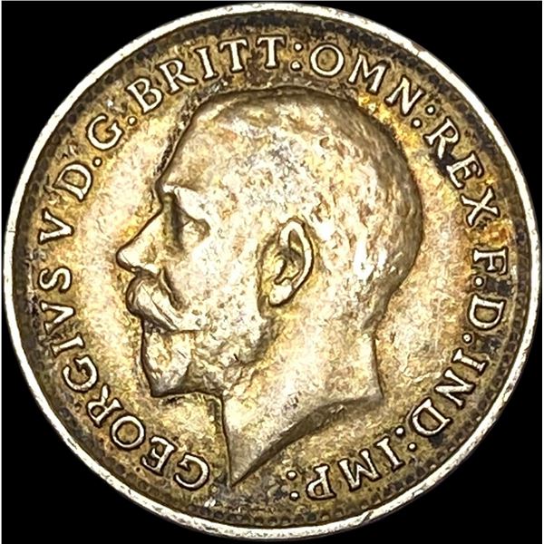 1916 Silver Threepence Great Britain NEARLY UNCIRCULATED