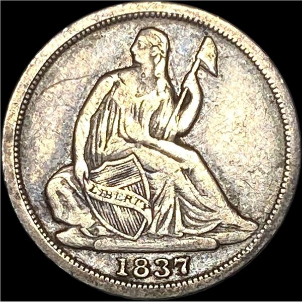 1837 Silver Half Dime No Stars LIGHTLY CIRCULATED