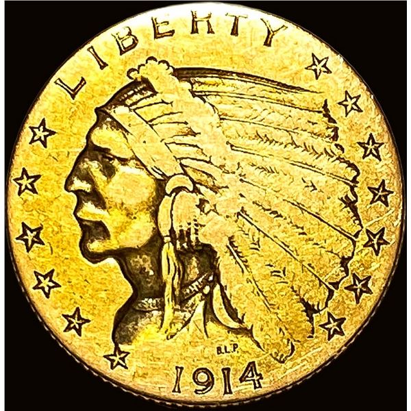 1914 Indian Head Gold $2.5 Quarter Eagle NICELY CIRCULATED