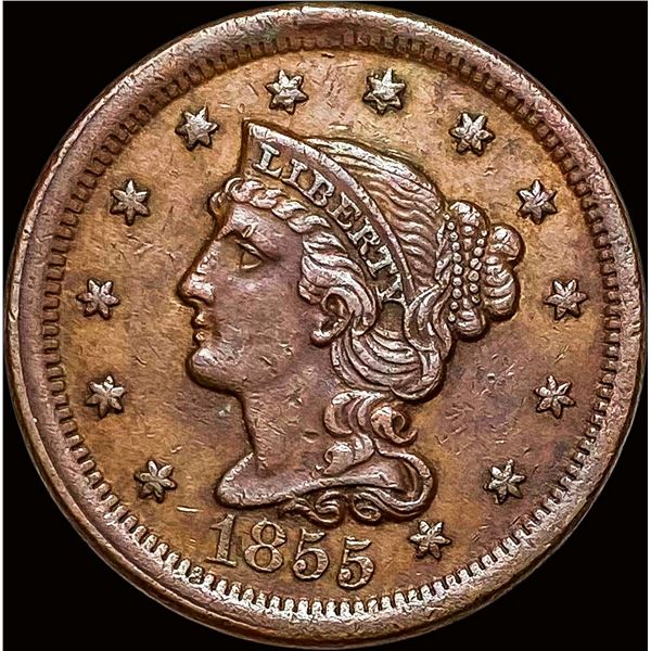 1855 Braided Hair Large Cent NEARLY UNCIRCULATED