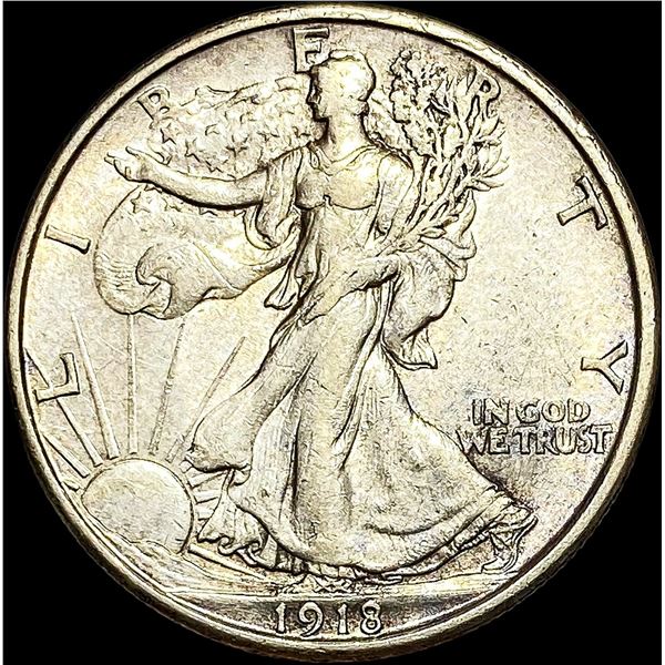 1918-S Silver Walking Liberty Half Dollar CLOSELY UNCIRCULATED