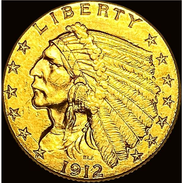 1912 Indian Head $2.5 Gold Quarter Eagle CLOSELY UNCIRCULATED