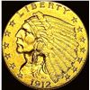 Image 1 : 1912 Indian Head $2.5 Gold Quarter Eagle CLOSELY UNCIRCULATED