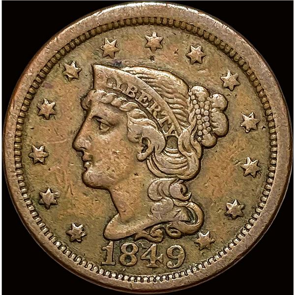 1849 Braided Hair Large Cent LIGHTLY CIRCULATED