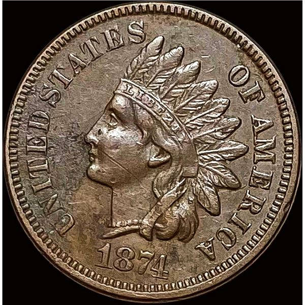 1874 Indian Head Cent NEARLY UNCIRCULATED