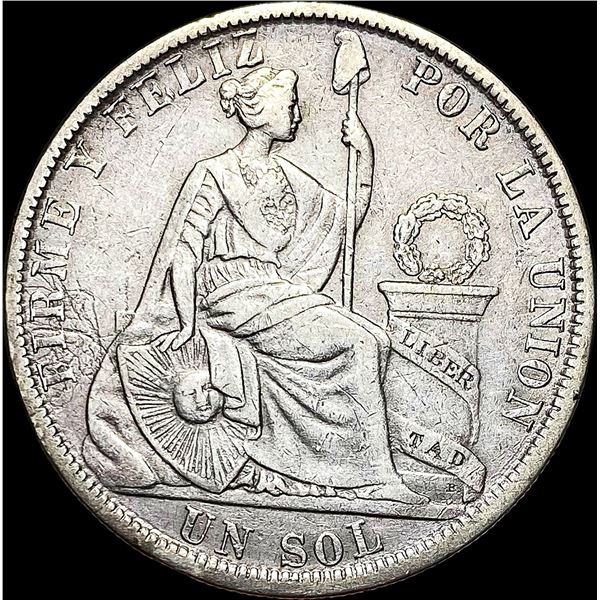 1880 Silver Un Sol Peru NEARLY UNCIRCULATED