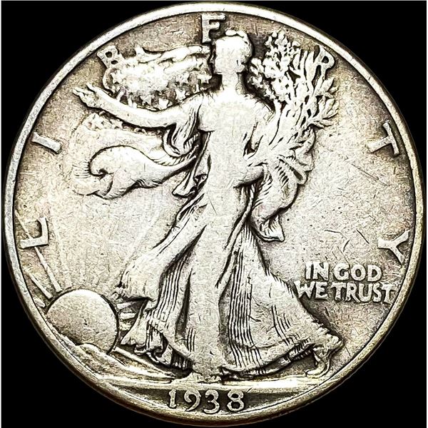 1938-D Silver Half Dollar Walking Liberty LIGHTLY CIRCULATED