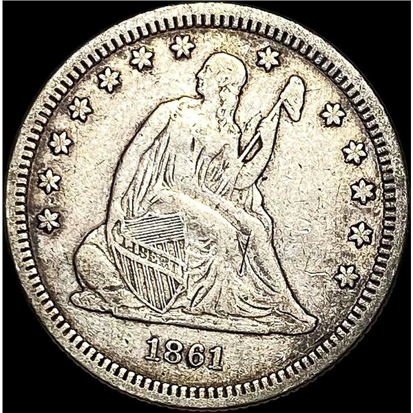 1861 Seated Liberty Quarter NEARLY UNCIRCULATED