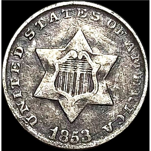 1853 Silver Three-Cent Piece LIGHTLY CIRCULATED